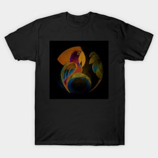 ART DECO PARROT ON BLACK T-Shirt